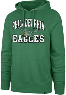 47 Philadelphia Eagles Mens Kelly Green Retro Velocity Headline Long Sleeve Hoodie