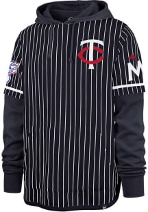 47 Minnesota Twins Mens Navy Blue Pinstripe Double Header Shortstop Fashion Hood