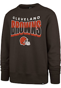 47 Cleveland Browns Mens Brown Brush by Headline Long Sleeve Crew Sweatshirt
