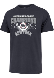 47 New York Yankees Navy Blue 2024 ALCS Champions Banner Short Sleeve Fashion T Shirt