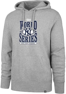 47 New York Yankees Mens Grey 2024 World Series Participant Diamond Stack Headline Long Sleeve Hoo..