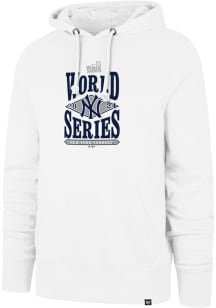 47 New York Yankees Mens White 2024 World Series Participant Diamond Stack Headline Long Sleeve Ho..