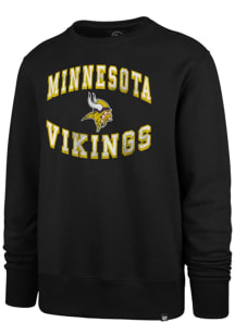 47 Minnesota Vikings Mens Black Double Arch Imprint Headline Long Sleeve Crew Sweatshirt