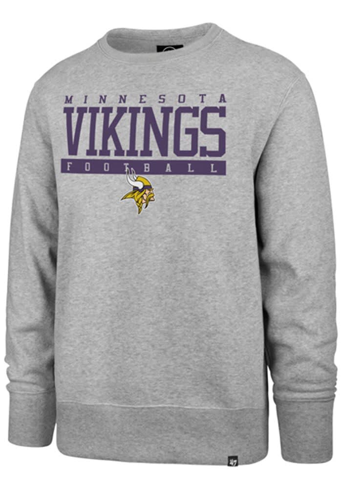 47 Minnesota Vikings Mens GREY Sideline Block Headline Crew