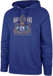 47 Los Angeles Dodgers Mens Blue 2024 World Series Champion Trophy Long Sleeve Hoodie