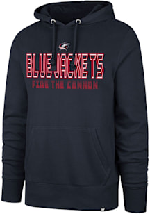 47 Columbus Blue Jackets Mens Blue Byline Headline Long Sleeve Hoodie