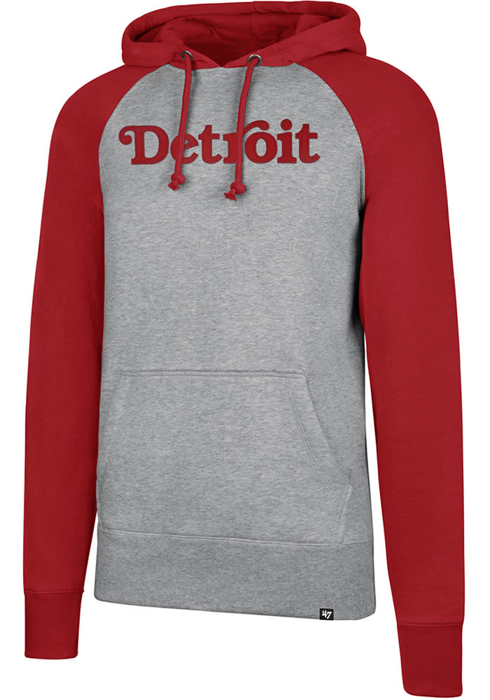 47 Detroit Red Wings Mens Grey Raglan Sport Fashion Hood