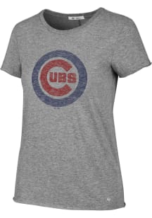 47 Chicago Cubs Womens Grey Fader Letter Short Sleeve Crew T-Shirt