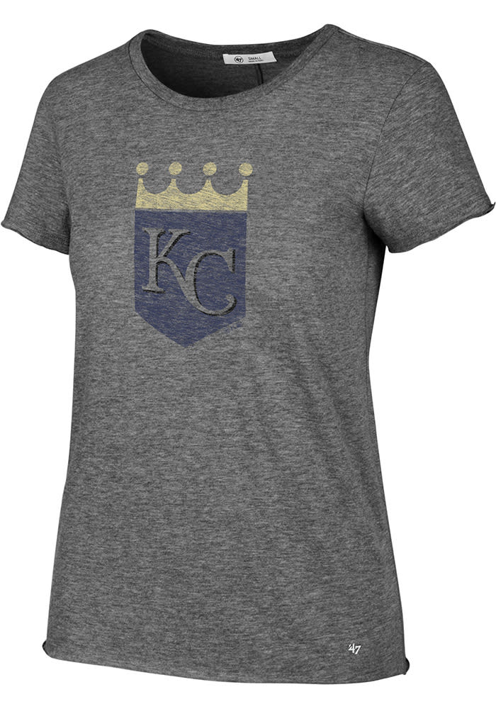 47 Kansas City Royals Womens Grey Fader Letter Short Sleeve Crew T-Shirt