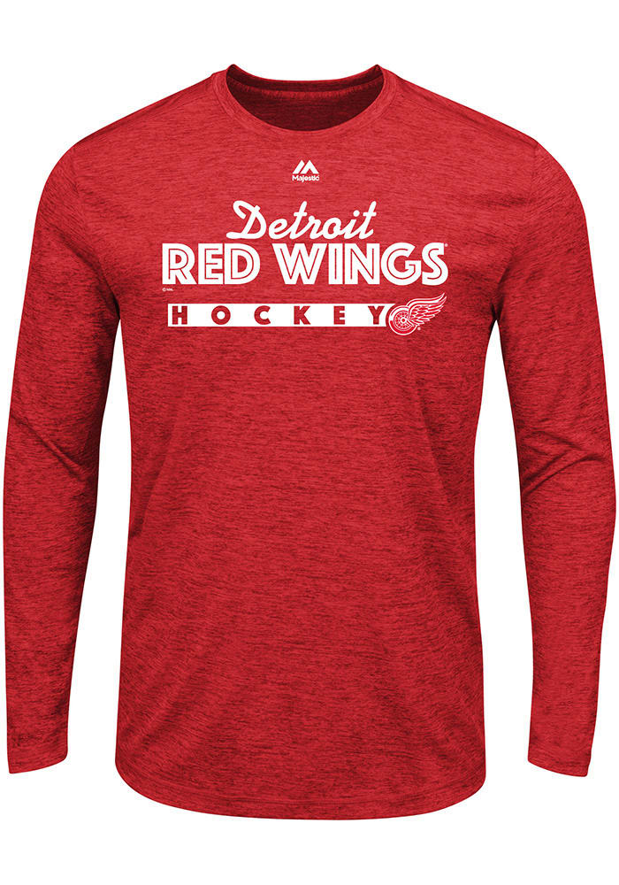 Majestic Detroit Red Wings Red Crash The Net Long Sleeve T-Shirt