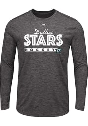 Majestic Dallas Stars Grey Crash The Net Long Sleeve T-Shirt