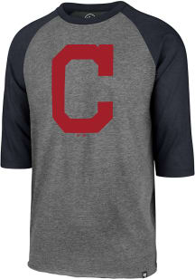 47 Cleveland Indians Grey Club Raglan Long Sleeve T Shirt