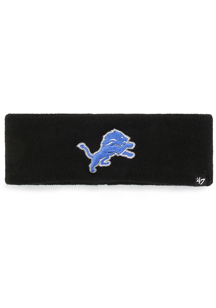 Men's '47 Black Detroit Lions Bering Cuffed Knit Hat with Pom