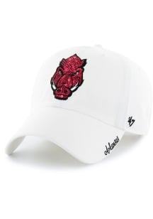 47 Arkansas Razorbacks White Sparkle Clean Up Womens Adjustable Hat