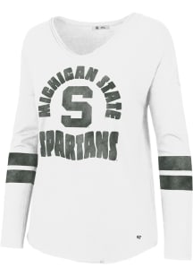 47 Michigan State Spartans Womens White Letter Courtside LS Tee