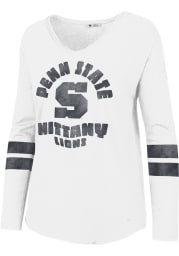 47 Penn State Nittany Lions Womens White Letter Courtside LS Tee