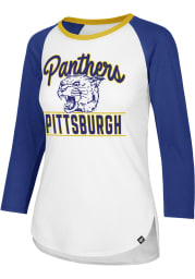 47 Pitt Panthers Womens White Splitter LS Tee