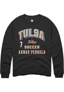 Arnau Pedrola Rally Mens Black Tulsa Golden Hurricane NIL Arch Logo Player Crew