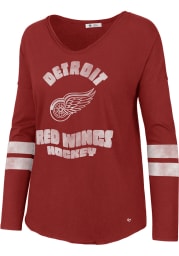 47 Detroit Red Wings Womens Red Letter Courtside 2 LS Tee