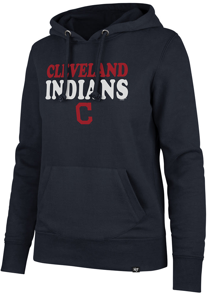47 Cleveland Indians Womens Navy Blue Headline Hooded Sweatshirt
