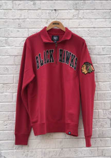 47 Chicago Blackhawks Mens Red Striker Long Sleeve 1/4 Zip Fashion Pullover