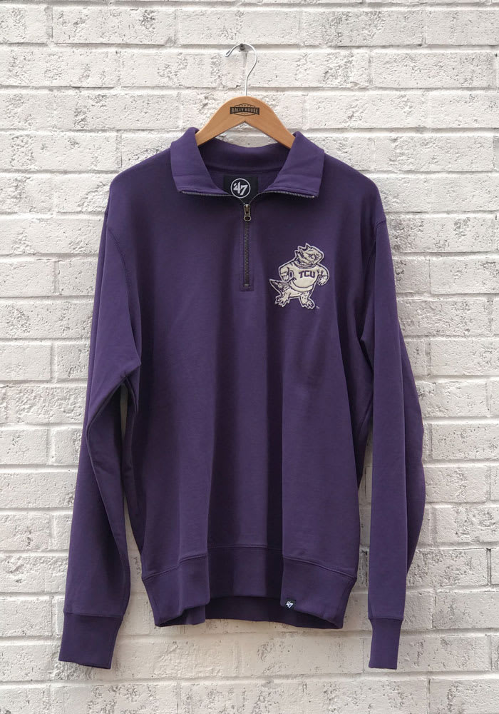47 TCU Horned Frogs Mens Purple Striker Long Sleeve 1/4 Zip Fashion Pullover