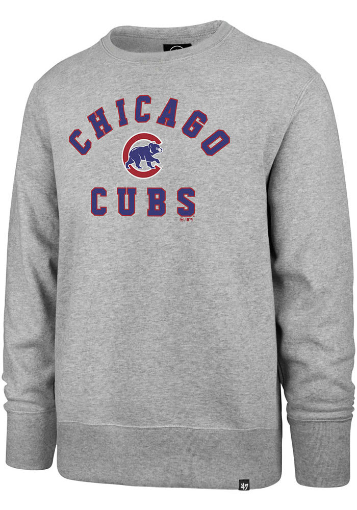 47 Chicago Cubs Mens Grey Headline Crew Long Sleeve Crew Sweatshirt