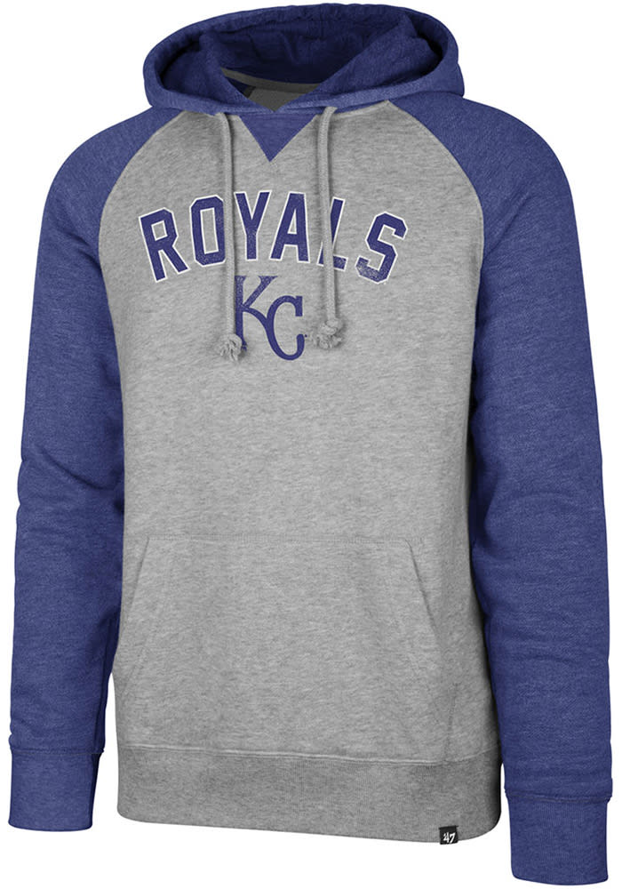47 KC Royals Royals Grey Match Raglan Hood Long Sleeve Fashion Hood