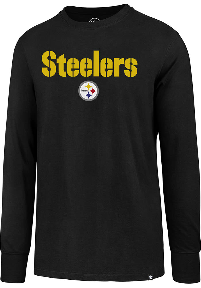 47 Pittsburgh Steelers Black Wordmark Logo Long Sleeve T Shirt