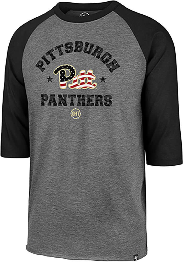 47 Pitt Panthers Grey OHT Raglan Long Sleeve T Shirt