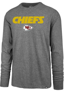 47 Kansas City Chiefs Grey Wordmark Super Rival Long Sleeve T Shirt