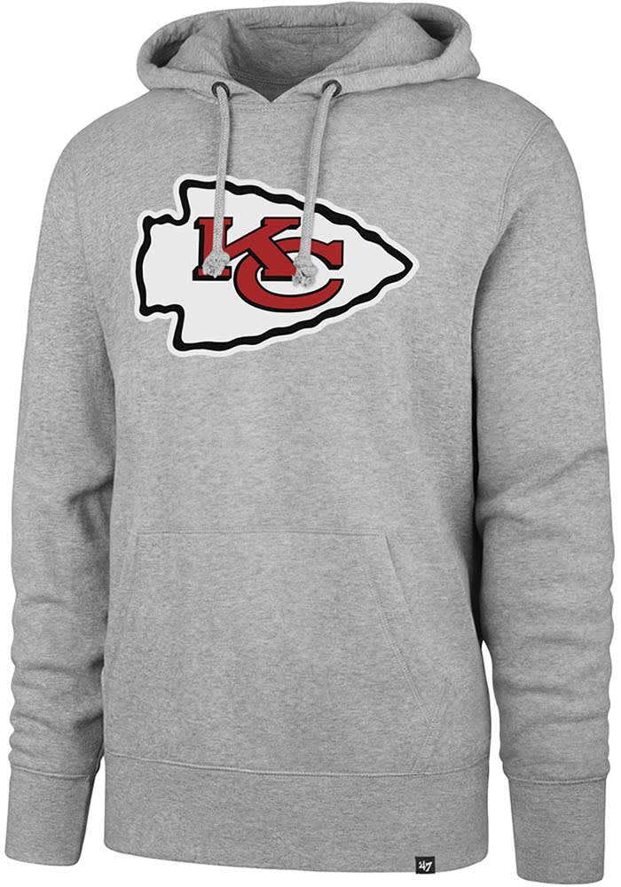 47 Kansas City Chiefs Mens Grey Logo Headline Long Sleeve Hoodie