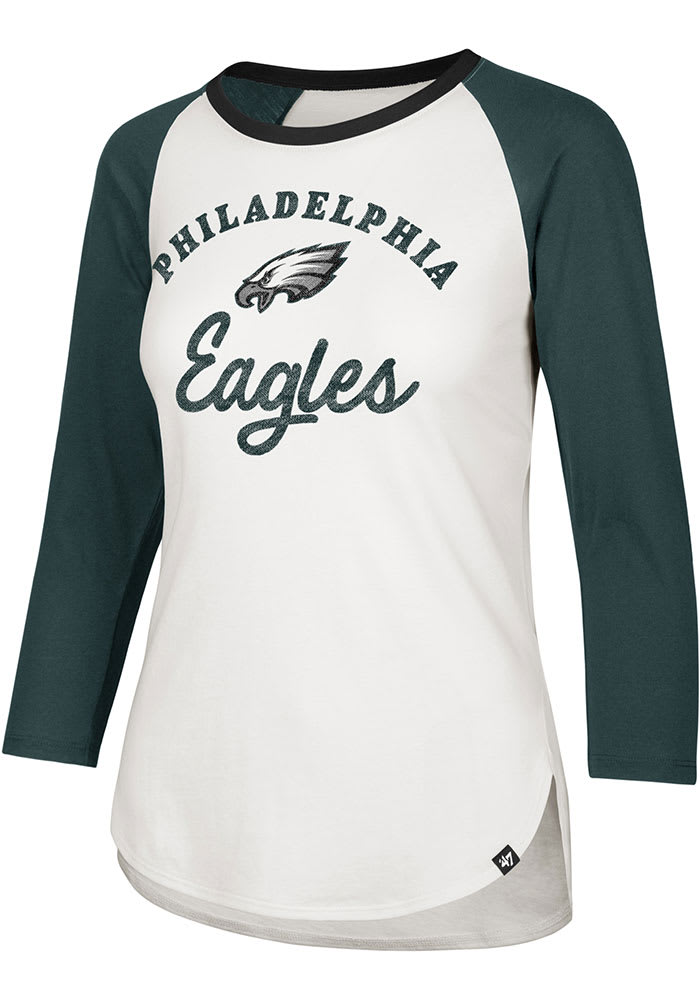 47 Brand / Women's Philadelphia Eagles White Long Sleeve Raglan T-Shirt