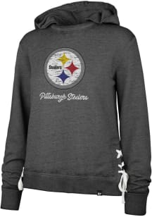 47 Pittsburgh Steelers Womens Black Sideline Laced Hooded Sweatshirt