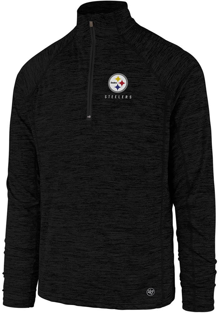 47 Pittsburgh Steelers Black Impact Short Sleeve Polo, Black, 100% POLYESTER, Size L, Rally House