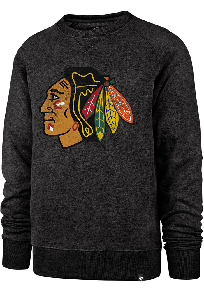 47 Chicago Blackhawks Mens Black Imprint Match Long Sleeve Fashion Sweatshirt