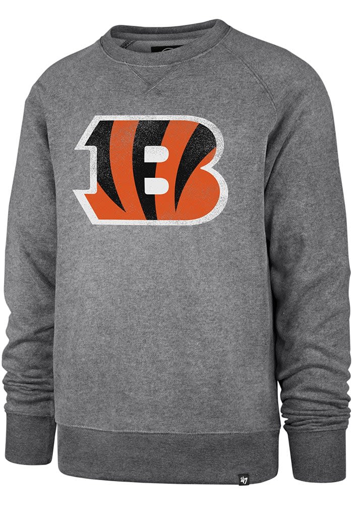 Cincinnati Bengals Crew Neck Sweatshirt With Zebra Graphic, Heather Gray