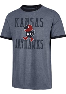 47 Kansas Jayhawks Navy Blue Capital Ringer Short Sleeve Fashion T Shirt