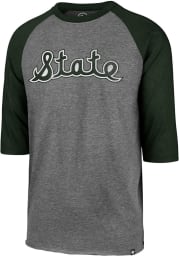 47 Michigan State Spartans Green Break Thru Club Raglan Long Sleeve Fashion T Shirt