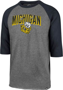 47 Michigan Wolverines Navy Blue Break Thru Club Raglan Long Sleeve Fashion T Shirt