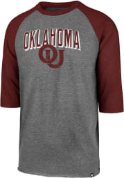 47 Oklahoma Sooners Red Break Thru Club Raglan Long Sleeve Fashion T Shirt