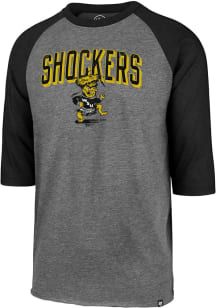 47 Wichita State Shockers Black Break Thru Club Raglan Long Sleeve Fashion T Shirt