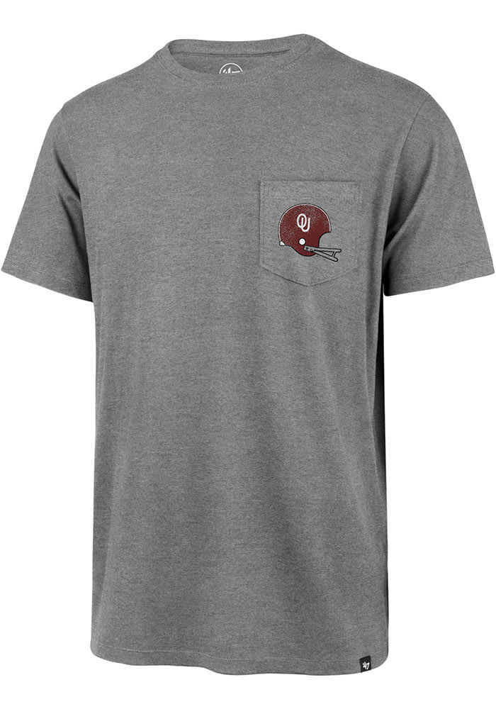 47 Oklahoma Sooners Grey Super Rival Pocket Short Sleeve T Shirt