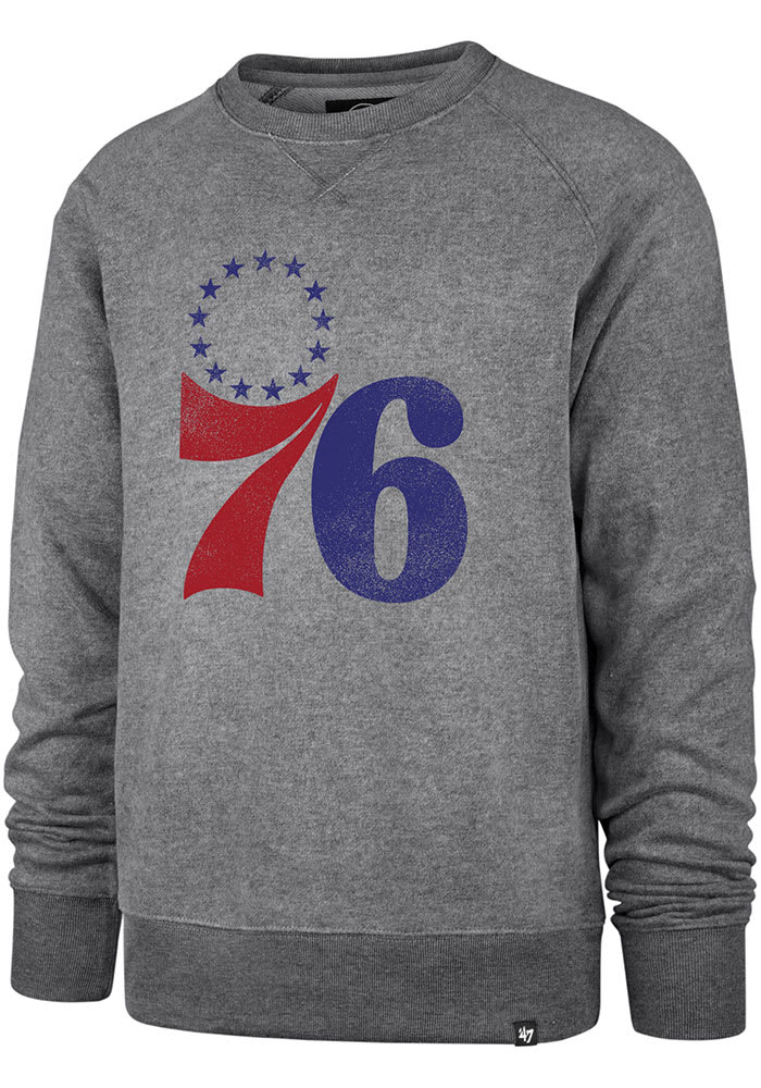 47 Philadelphia 76ers Mens Grey Imprint Match Long Sleeve Fashion Sweatshirt
