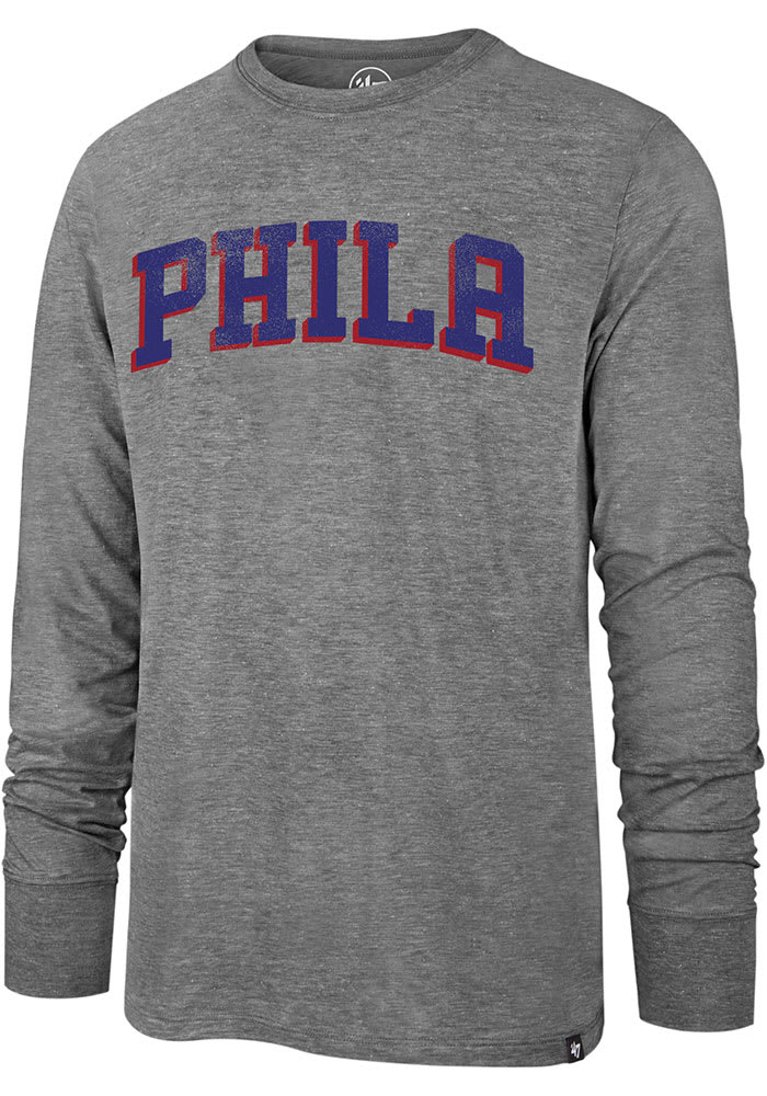 47 Philadelphia 76ers Grey Imprint Match Long Sleeve Fashion T Shirt