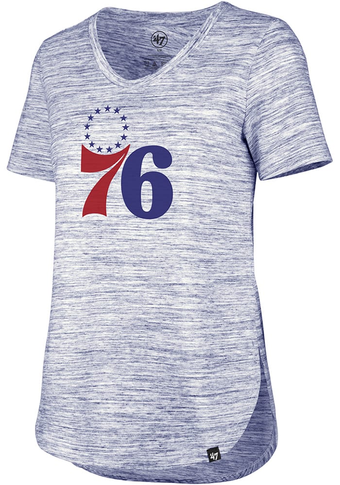 47 Philadelphia 76ers Womens Blue Haze Split Short Sleeve T-Shirt