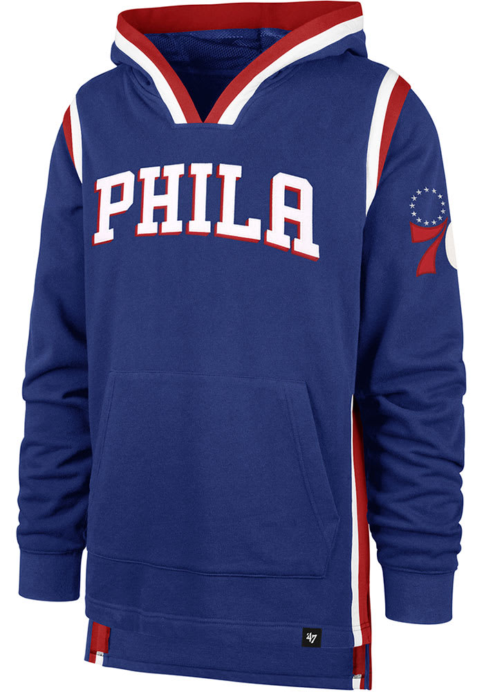 47 Philadelphia 76ers Mens Blue Layup Pullover Fashion Hood