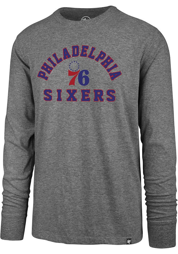 47 Philadelphia 76ers Grey Varsity Arch Long Sleeve T Shirt