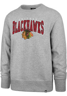 47 Chicago Blackhawks Mens Grey Var Block Long Sleeve Crew Sweatshirt