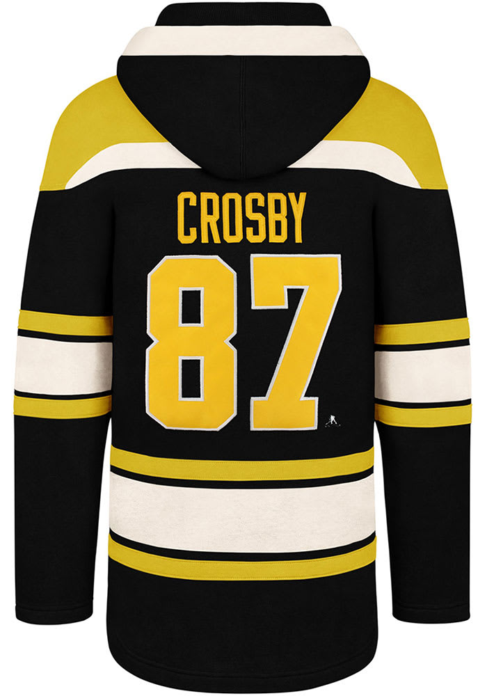 Sidney Crosby 47 Pittsburgh Penguins Mens Black Superior Lacer Fashion Hood